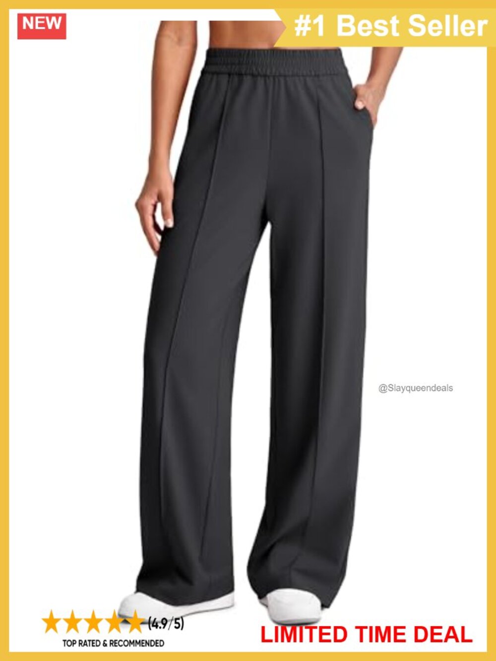 Lightweight Wide Leg Palazzo Pants High Rise Elastic Waist Travel